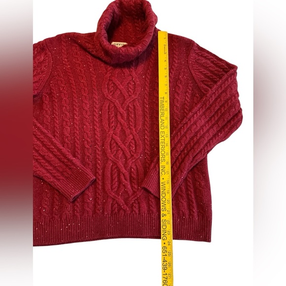Orvis Sweater Wool Cashmere Burgundy Fishermans Cable Knit Turtleneck Sz Medium. - Picture 8 of 9